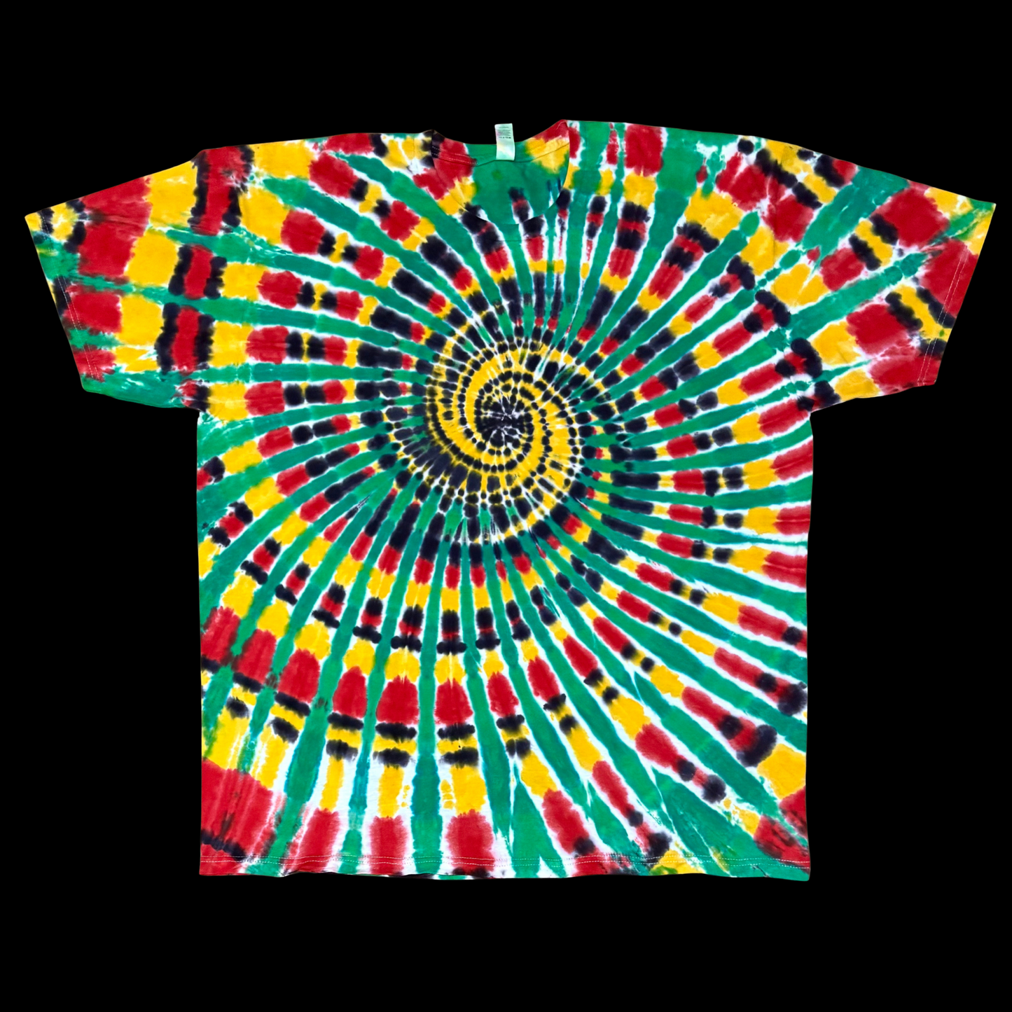 Rasta Themed Spiral T-Shirt SIZE 2XL (HANDMADE ORIGINAL)
