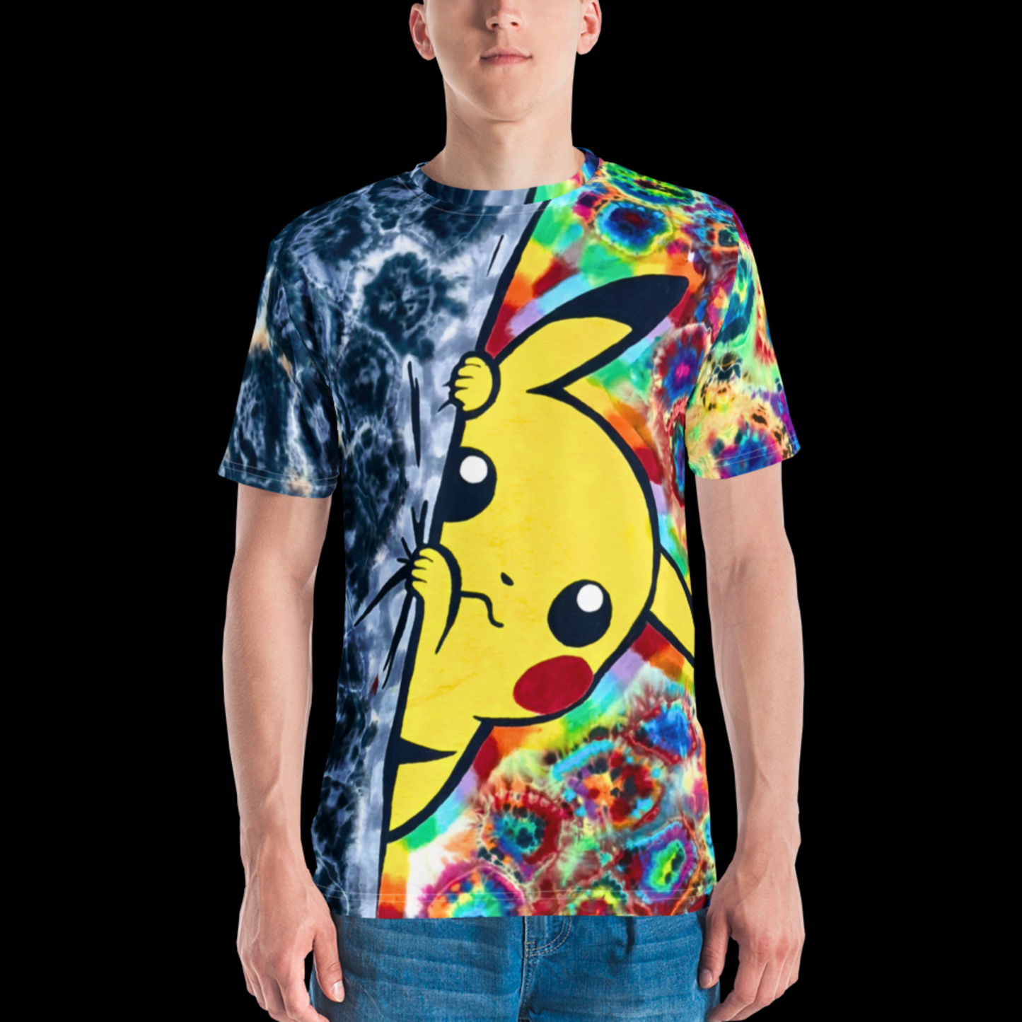"Peek-A-Chu" by Riah Cotton Print T-Shirt