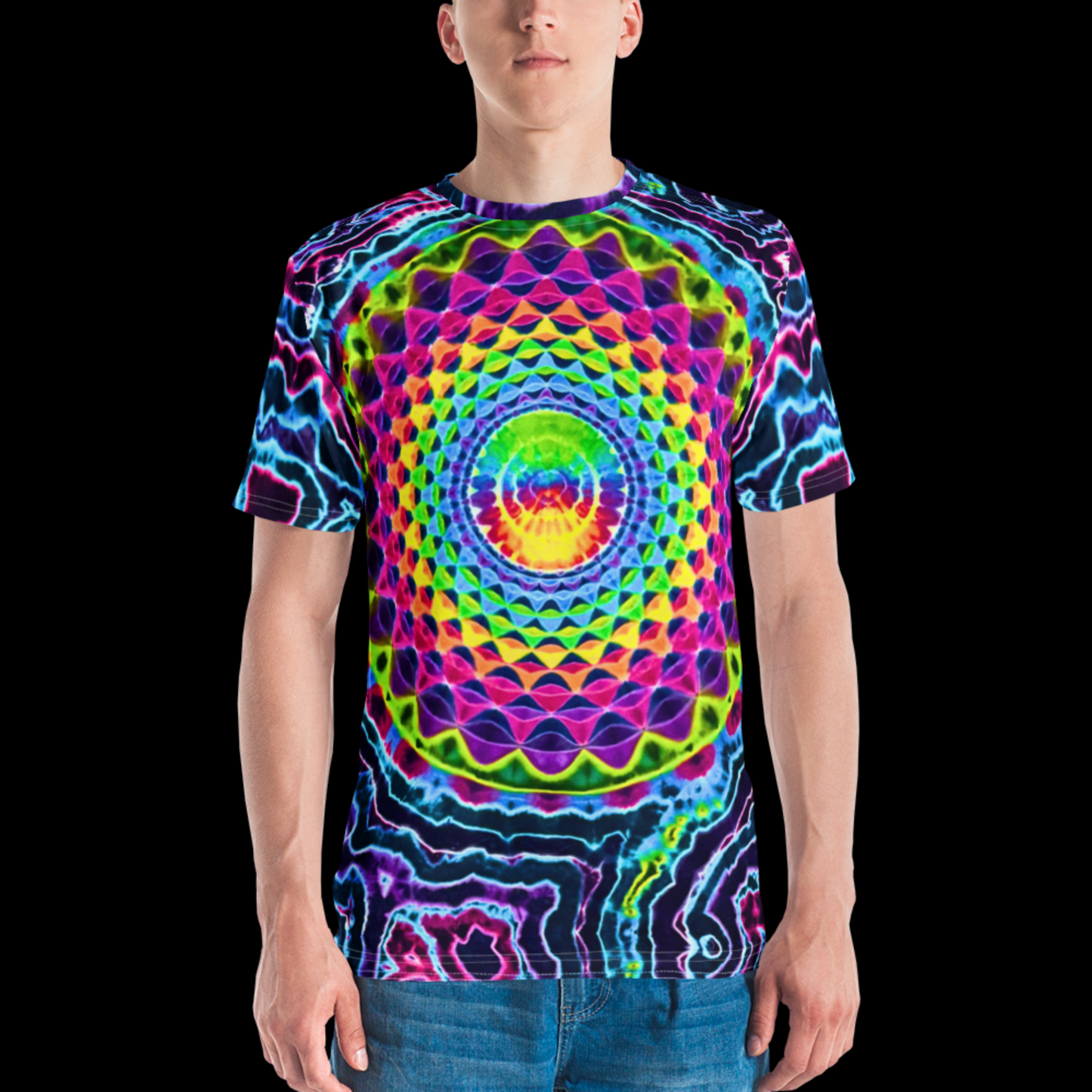 "Neon Zip" by Riah Poly Print T-Shirt