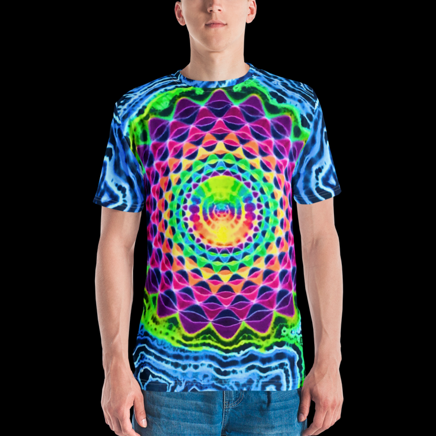 "Rainbow Lagoon" by Riah Cotton Print T-Shirt