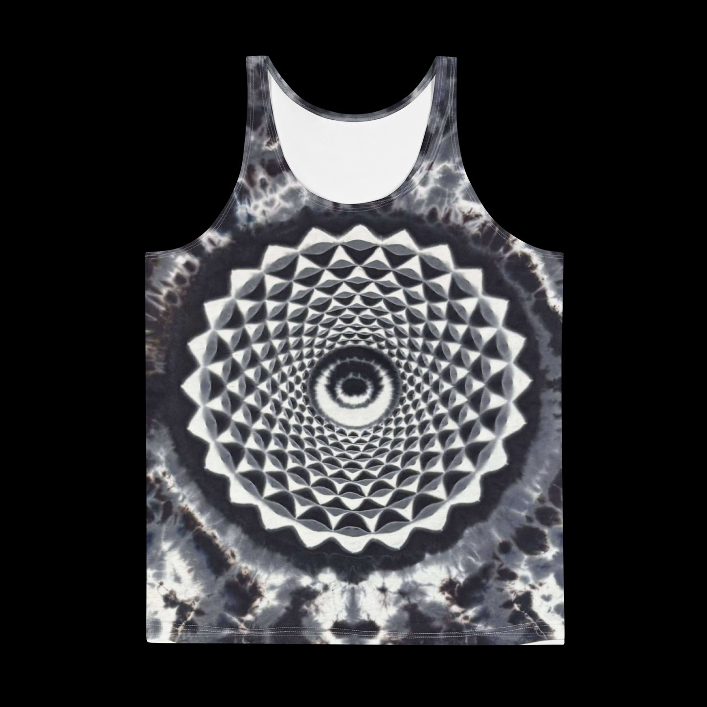 "Monochrome Mandala" by Riah Poly Print Tank Top