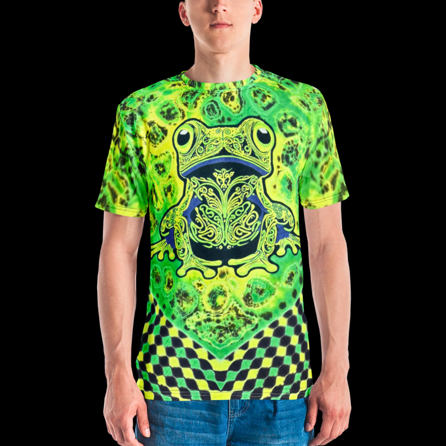 "Neon Night Hopper" Cotton Print T-Shirt