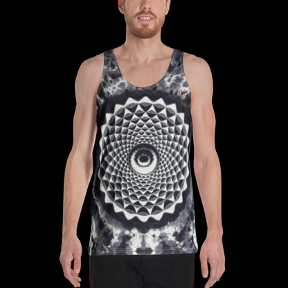 "Monochrome Mandala" by Riah Poly Print Tank Top