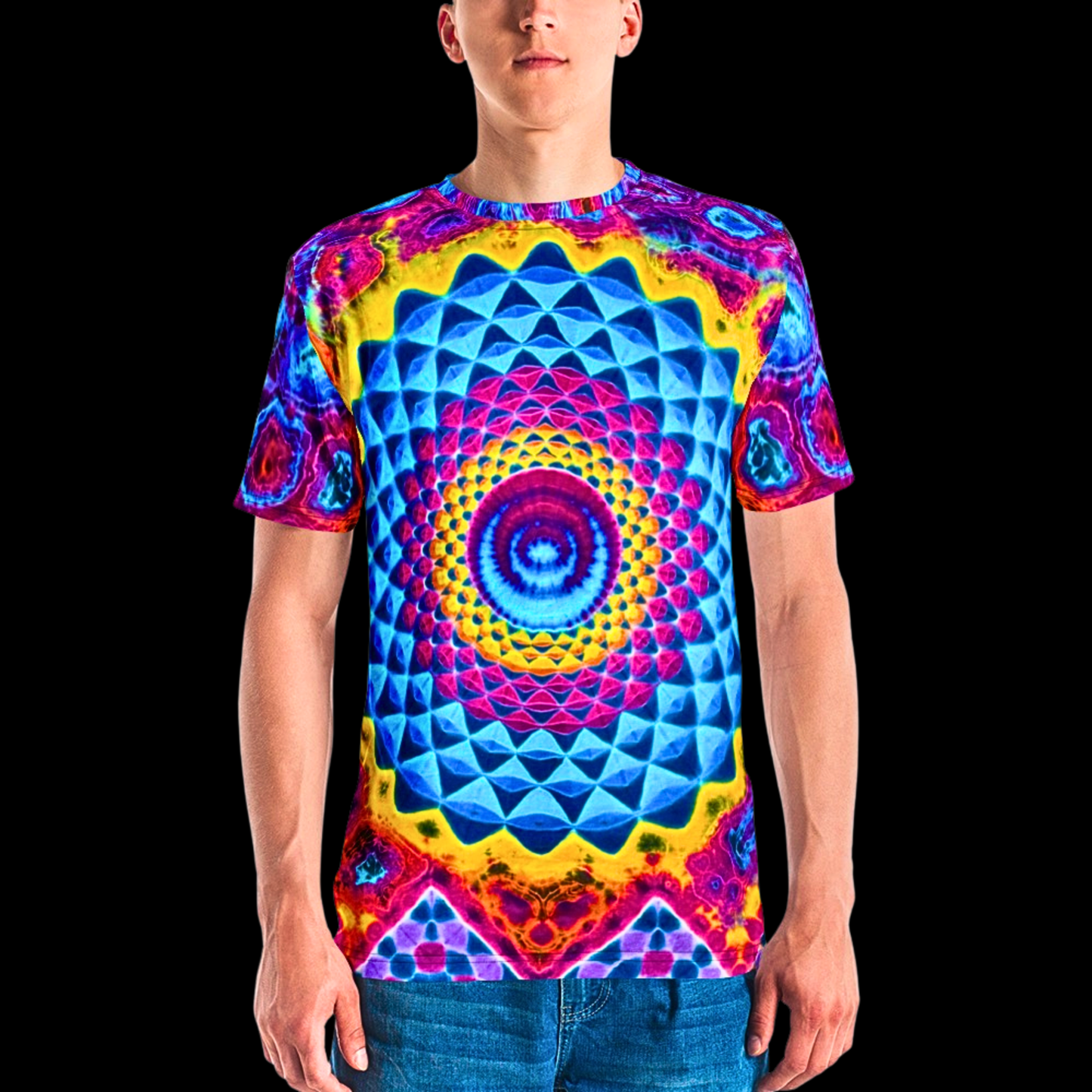 "Psychedelic Scoops" Cotton Print T-Shirt (NOT HAND TIED AND DYED)